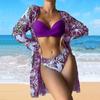 2026 New Arrival Women's Three Piece Bikini, Fashion Mesh Cover Up Split Swimsuit Beachwear