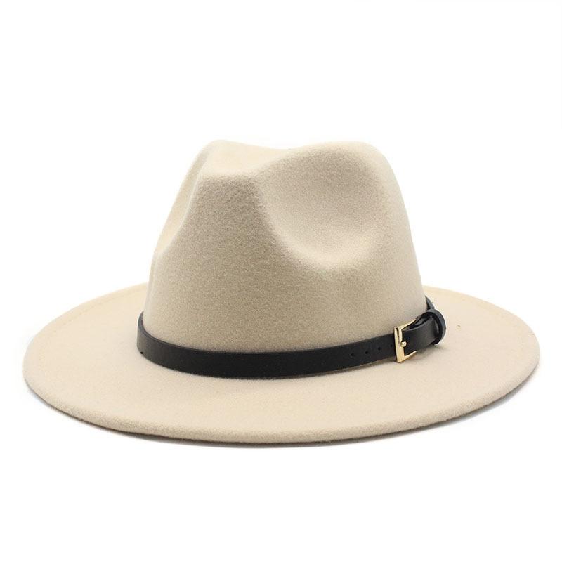 Hat Men'S And Women'S Jazz Hat Quarterly British Retro Belt White Top Hat Woolen Gentleman'S Hat