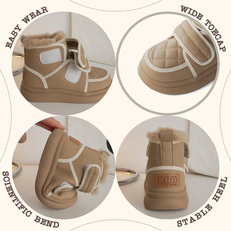 Rhombus Bread Children's Snow Boots Autumn and Winter New Boys and Girls High-top Velcro