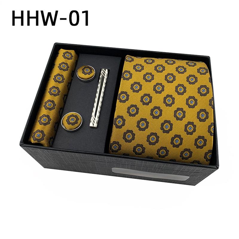 Paisley Men'S Tie Square Cuff Tie Clip Gift Box Set Business Casual Tie Black Gift Box