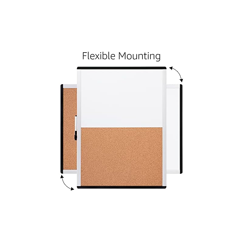 Amazon Basics Rectangular Whiteboard, Dry Erase Board, Magnetic, Plastic/Aluminum Frame, Combo Board, 43.2 cm x 58.4 cm, White/Yellow