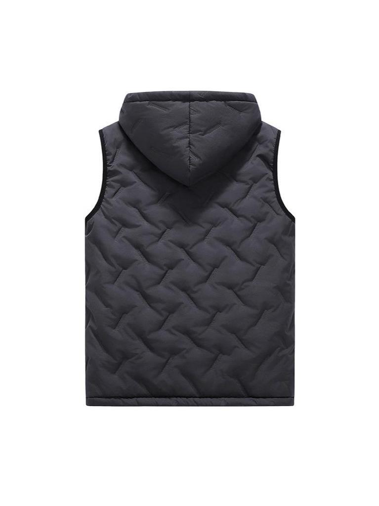 Men's Lambswool Hooded Vest - Thickened, Plus Size, Casual Warm Gilet for Autumn/Winter