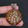 Vintage Tree of Life Wire Wrapped Pendant Natural Amber GemStone Copper Pendant Handmade Copper Jewelry Gift