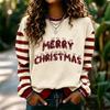 Women's Fashion Long Sleeve Christmas Print Neck Pullover Sweatshirt Top