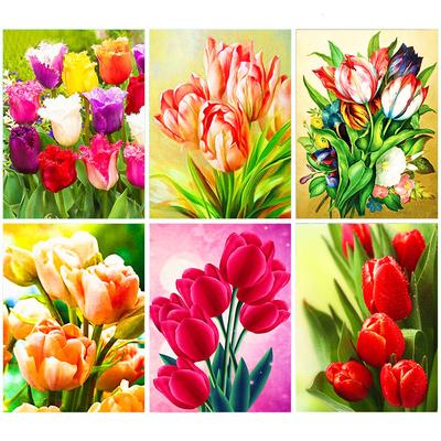 Pittura diamante 5D, fiori, ricamo a diamante rotondo completo, tulipani, mosaico, strass, immagini, decorazione per la casa, regalo.