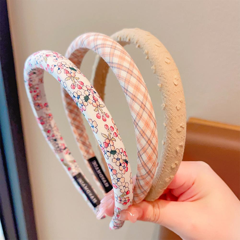 3Stk/Set Mode Damen Mädchen Karomuster Blumenfarben Breitseite Haarbänder Süße Kinder Vintage Niedlich Haarreif Kinder Haarschmuck