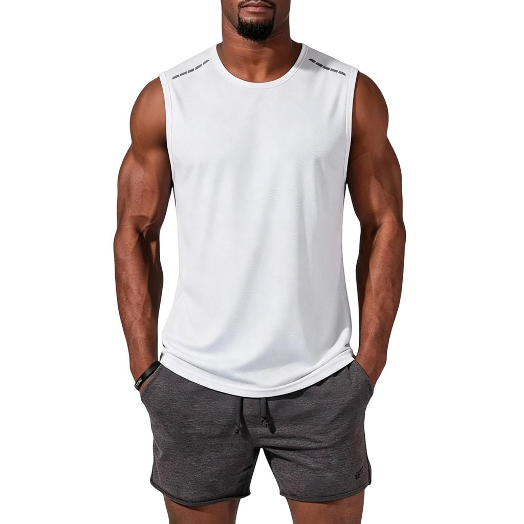 Men Sleeveless Shirt Set Quick Dry Vest Running Summer Beach Fitness Muscle Tank Top Breathable Lightweight Sportswear