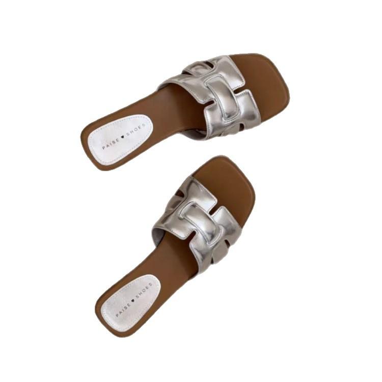 Casual beach women's shoes summer new temperament wear sandals thick heel versatile woven half slippers women