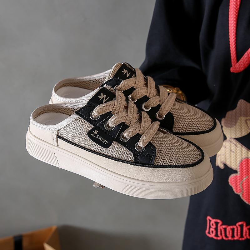 Summer New Through the Net Hollow Little White Shoes Female Students Versatile Casual Half Drag Women's Shoes Tide