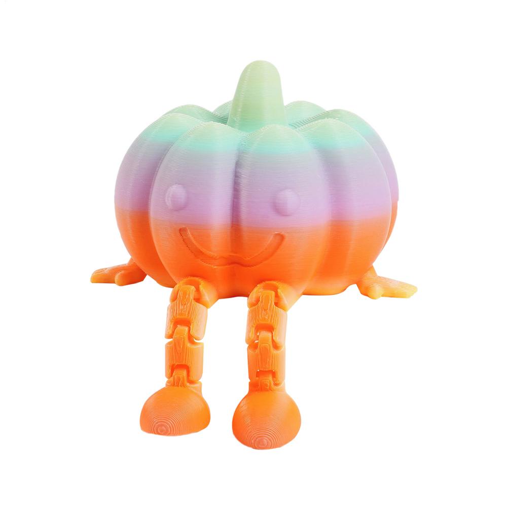 Halloween Skull Pumpkin Man Joint Movable Ornaments Halloween Posable Skeleton Pumpkin Halloween Statue for Home Office