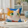 Cute Cartoon Cat Patterns Pillow Case Double-Sided Plush Sofa Cushion Covers Organic Breathable Invisible Zipper