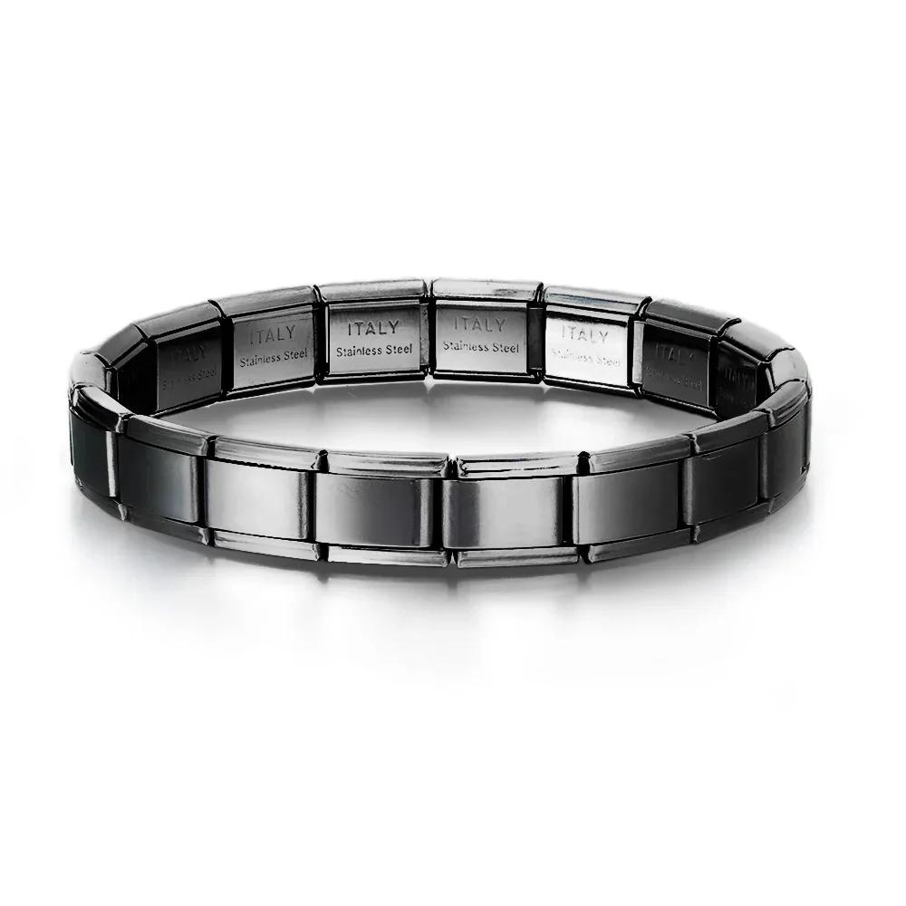 Italian Charm Link Stainless Steel Golden Bracelet for Woman Men DIY Making 9mm Bead Silver Color Retro Bangle Jewelry