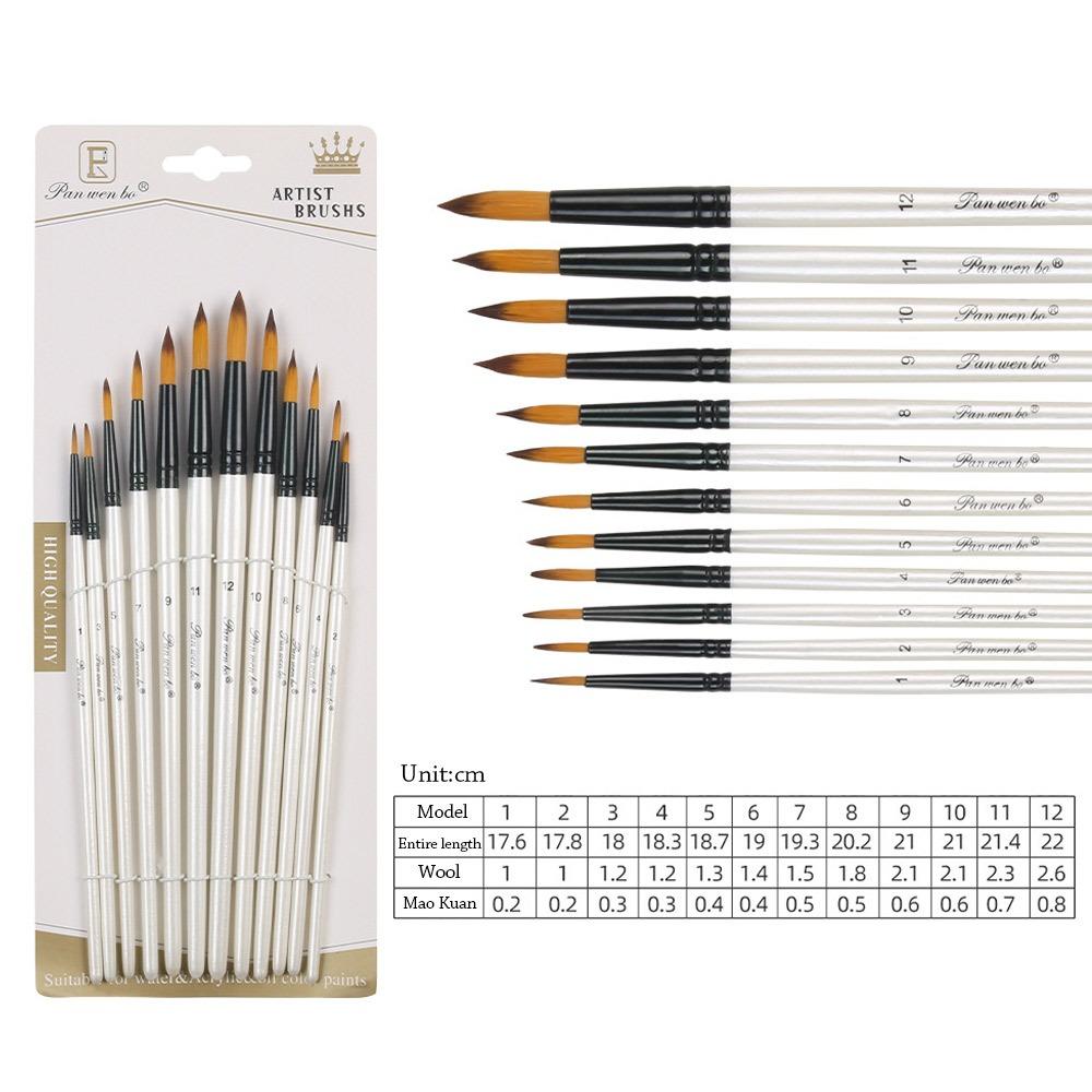 

12Pcs Nylon Watercolor Brush Set Soft Hair Pointed Round Flat Head Painting Brushes Artists Beginner s Art Hand Drawn Watercolor