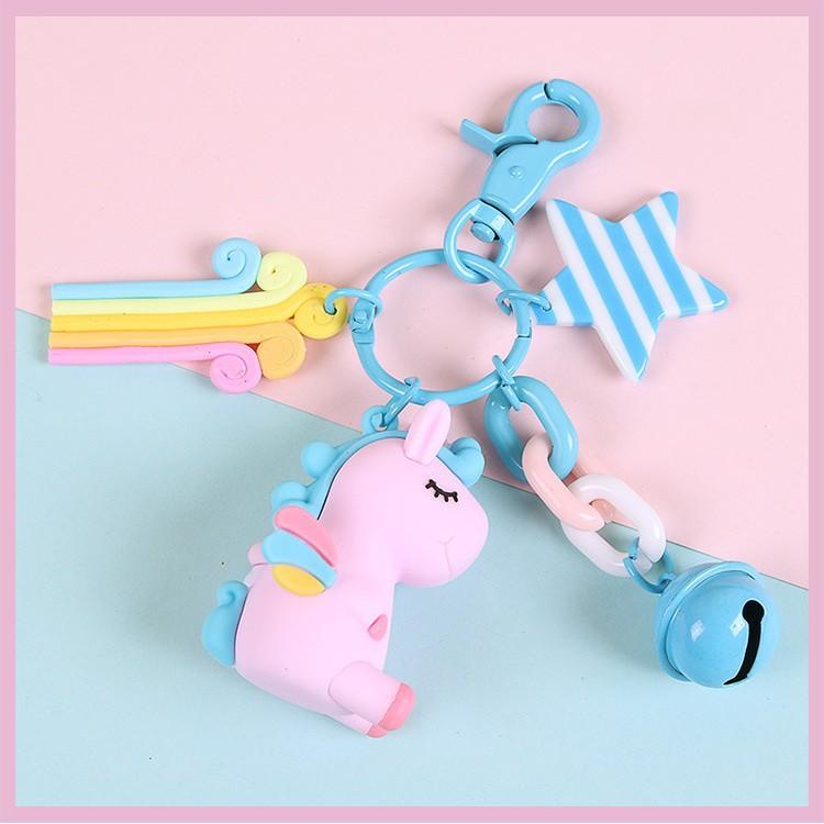 Creative Cartoon Rainbow Horse Unicorn Keychain Female Cute Ins Key Chain Student Schoolbag Pendant Small Gift