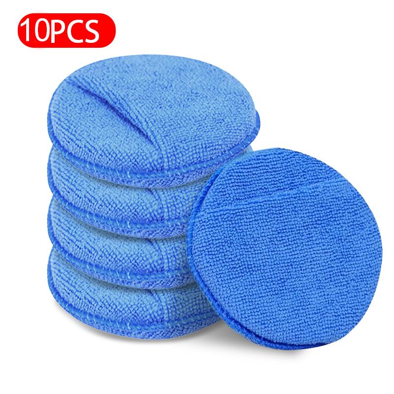 SEAMETAL Car Waxing Polish Sponges 5 Inch Car Detailing Wax Applicator Pads Round Pocket Microfiber Foam Sponges Car Cleaning Tools