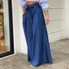 Elegant Lace-up High-waist Wide-leg Pants Casual Denim Trousers