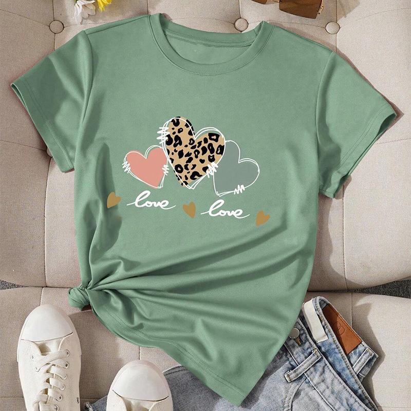 

Модна жіноча футболка з принтом Любов і Любов 8XL світло-зелений колір