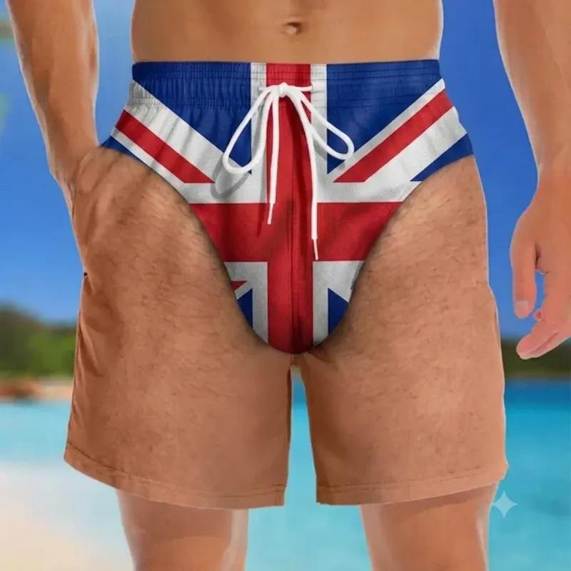 Men's American Flag Quick-Dry Summer & Fall Beach Swim Trunks - Casual Plus Size Shorts