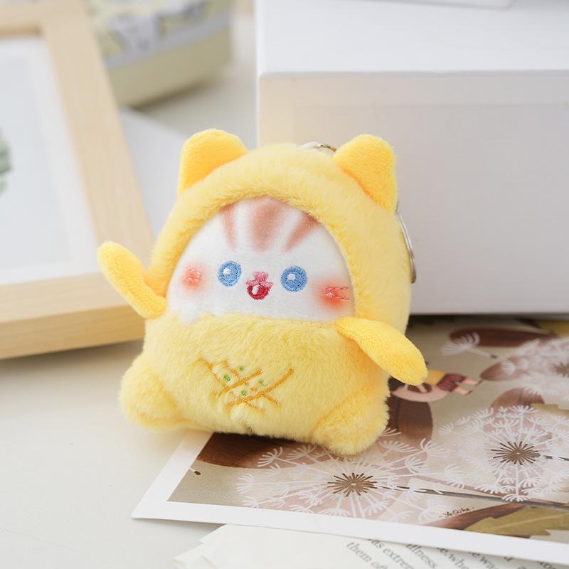 Adorable Blush Kitten Plush Keychain Charm Pendant - Claw Machine Prize Doll Gift