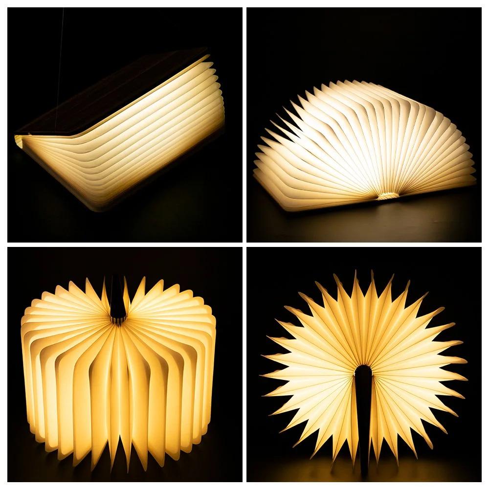 1 stk LED Træ Boglampe Børnelæselampe USB Sengebordslampe 3 Farver Soveværelse Kunstindretning Natlampe til Børn Fødselsdagsgave