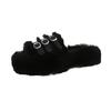 fashion 2024 Chunky Platform Fur Slippers Women Autumn Thick Bottom Furry Outdoor Slippers Woman Short Plush Designer Shoes