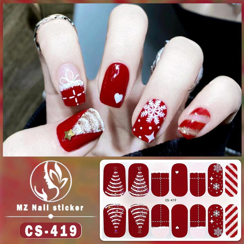 Christmas Waterproof No-bake Gel Nail Polish Film Full Sticker European and American Style Nail Film Sticker Nail Film Sticker