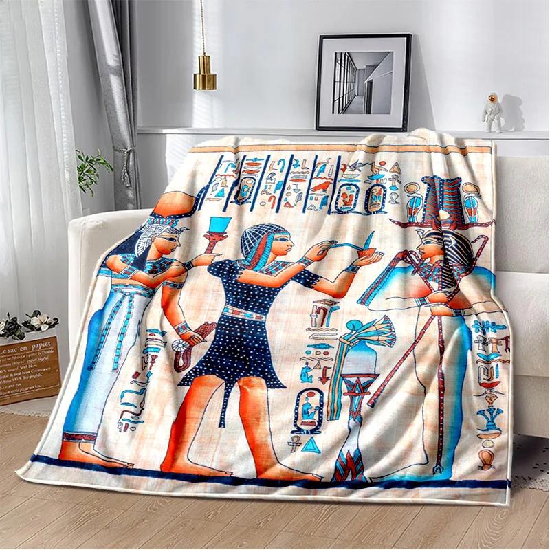D Egyptian Symbols Throw Blanket Soft Cozy Blanket for Home Bedroom Bed Sofa Kids Room Decor