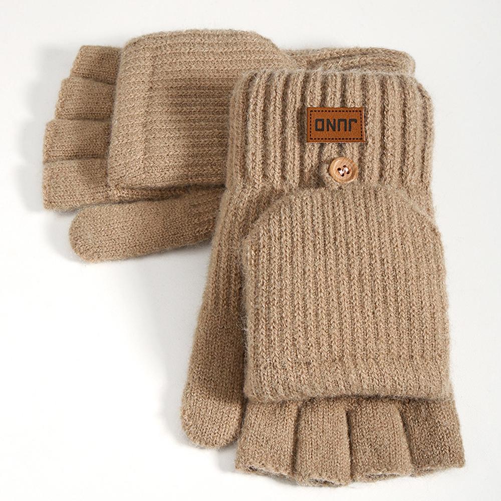 Thickened Plush Fluffy Winter Knitted Gloves Men Women Flip Cover Half Finger Mittens Warm Windproof Outdoor Cycling Gloves Gift