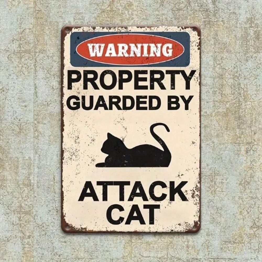 Vintage Retro Attack Cat Metal Poster Wall Decor