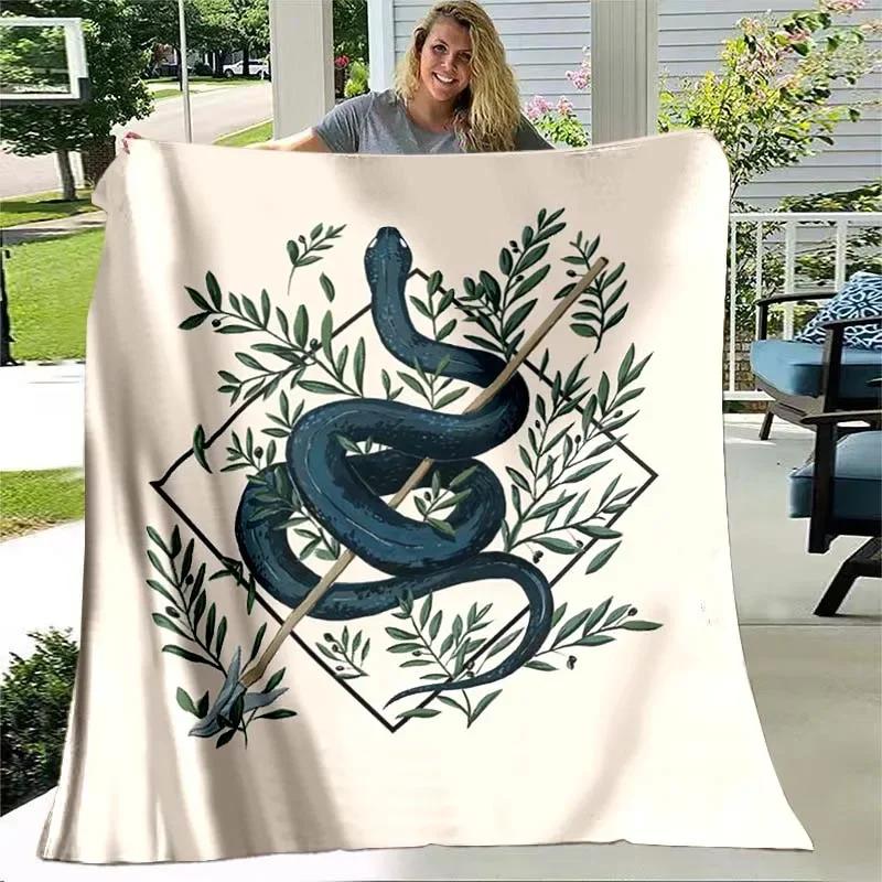 White Snake Flower Wild Animal Blanket Lightweight Comfortable Soft Warm Blanket for Bed Sofa Blanket Couch King Queen Full Size