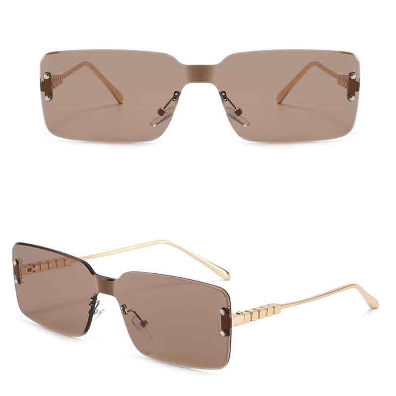 Metal Square Frameless Sunglasses For Men Women Outdoor Shades Anti UV Sun Glasses