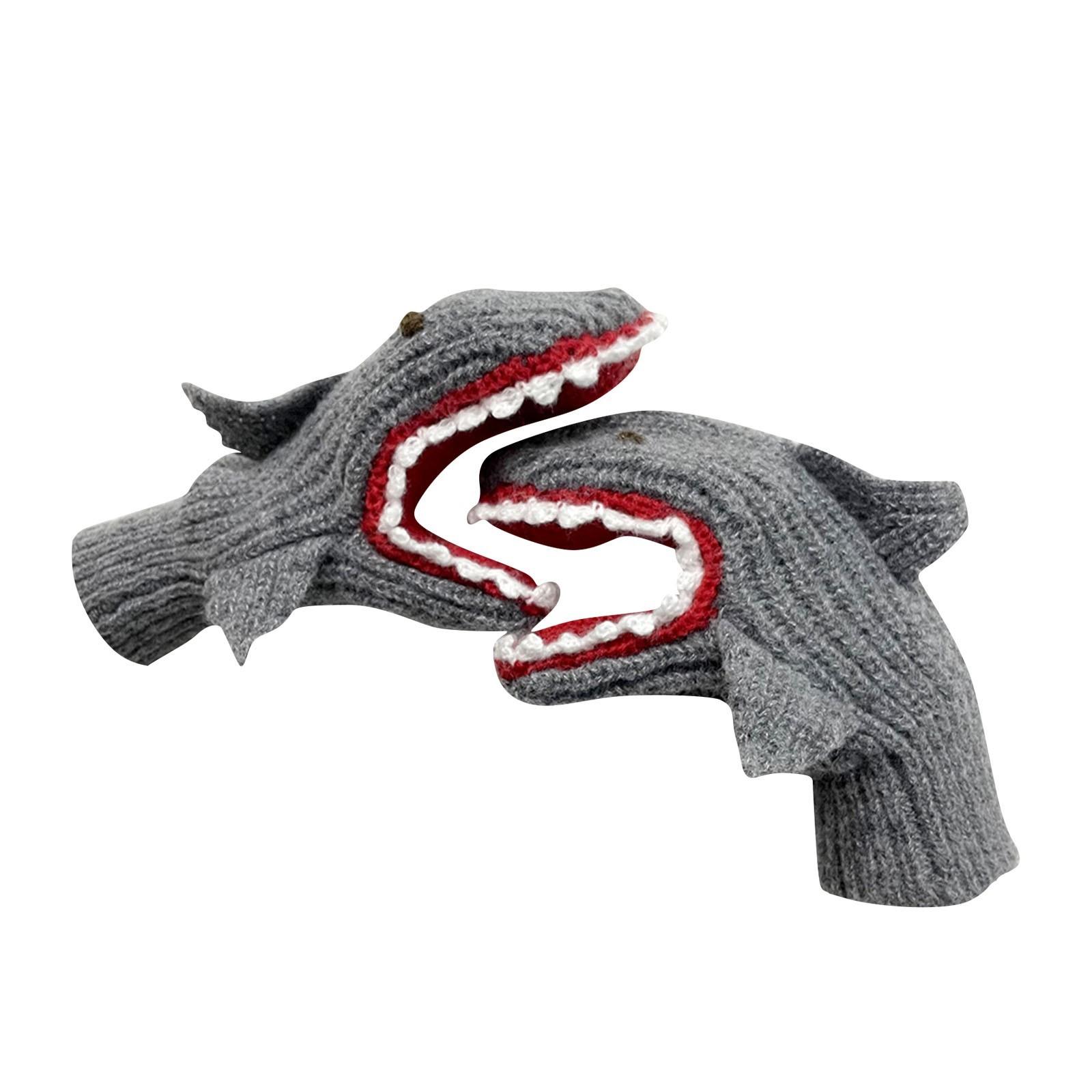 

Winter Cartoon Gray Gloves Warm Half Finger Knitting Gloves One Size