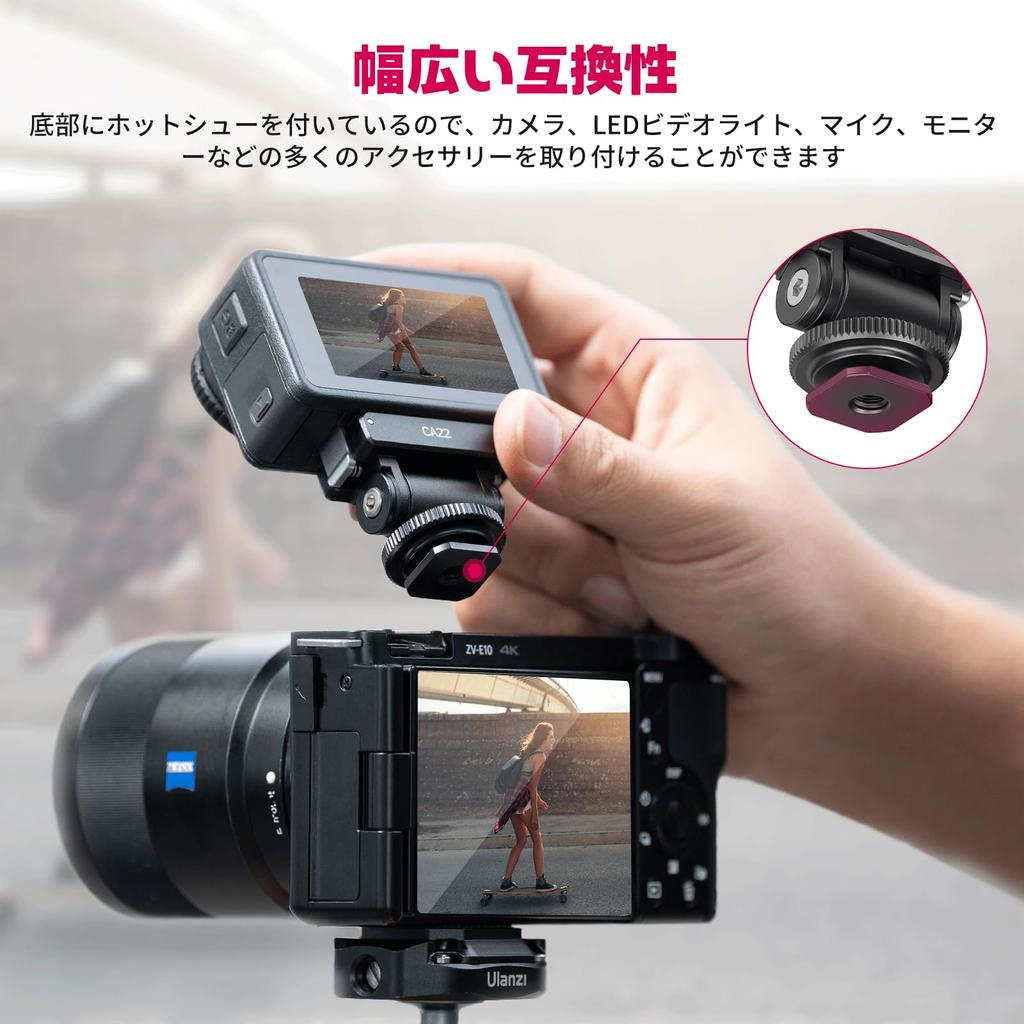 Ulanzi Action Pan Cold Shoe Pan Magnetic Thread Quick Release Action Camera Compatible with and Action 3/4 Head, Head, 160° Rotation, Mount, 1/4