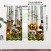 Cartoon Animal Zoo Forest Family Print Curtains Rod Pocket Mount Digital Printed for Living Room Kitchen Bedroom Home Decor 2pcs