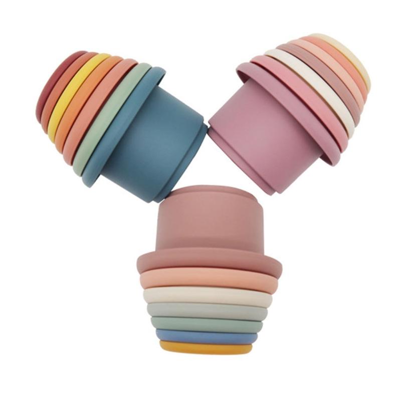 Hourglass Stacking Cup Water Playing Toys for Pools Bathtub Shower Interactive Toy for Baby 6M+ Early Learning 7Pieces