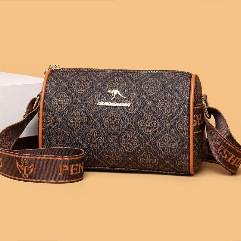 

Женская сумка-подушка на плечо и через плечо с ретро-узором «Четыре сезона» 22x12x15 cm кофейный