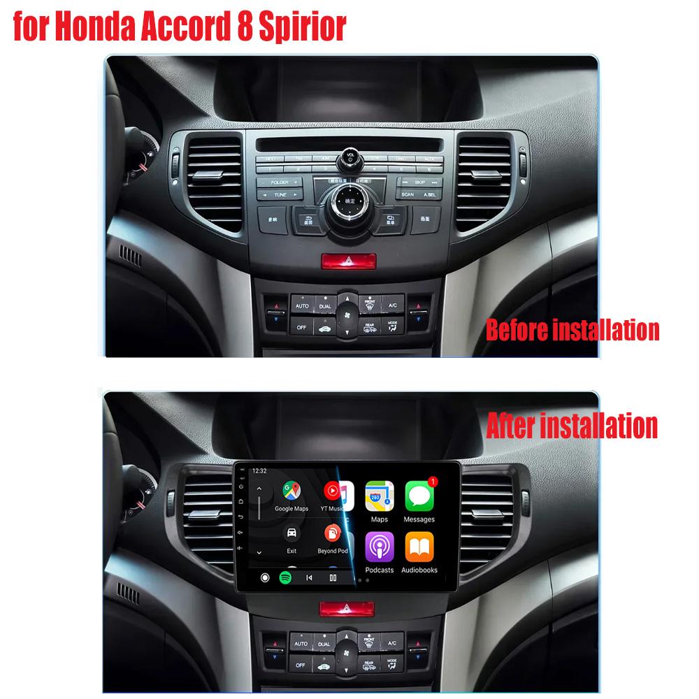 For Honda Accord 8 Spirior 2009-2012 2013 Stereo Car Radio Android 14 Auto Carplay Navigation GPS Multimedia Video Player BT5.0