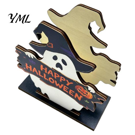 Holiday Party Dining Accessories Halloween Ghost/Cat Wooden Napkin Holder, Cute Paper Towel Decorative Autumn Theme Festive Decor Stand, Freestanding