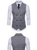 Pánská retro kostkovaná dvouřadá vesta, velká velikost - Business casual vesta na jaro a podzim
