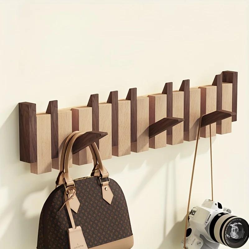 Wooden Coat Hanger No Drill Wall Hook Piano Key Design Clothes Rack for Dressing Room