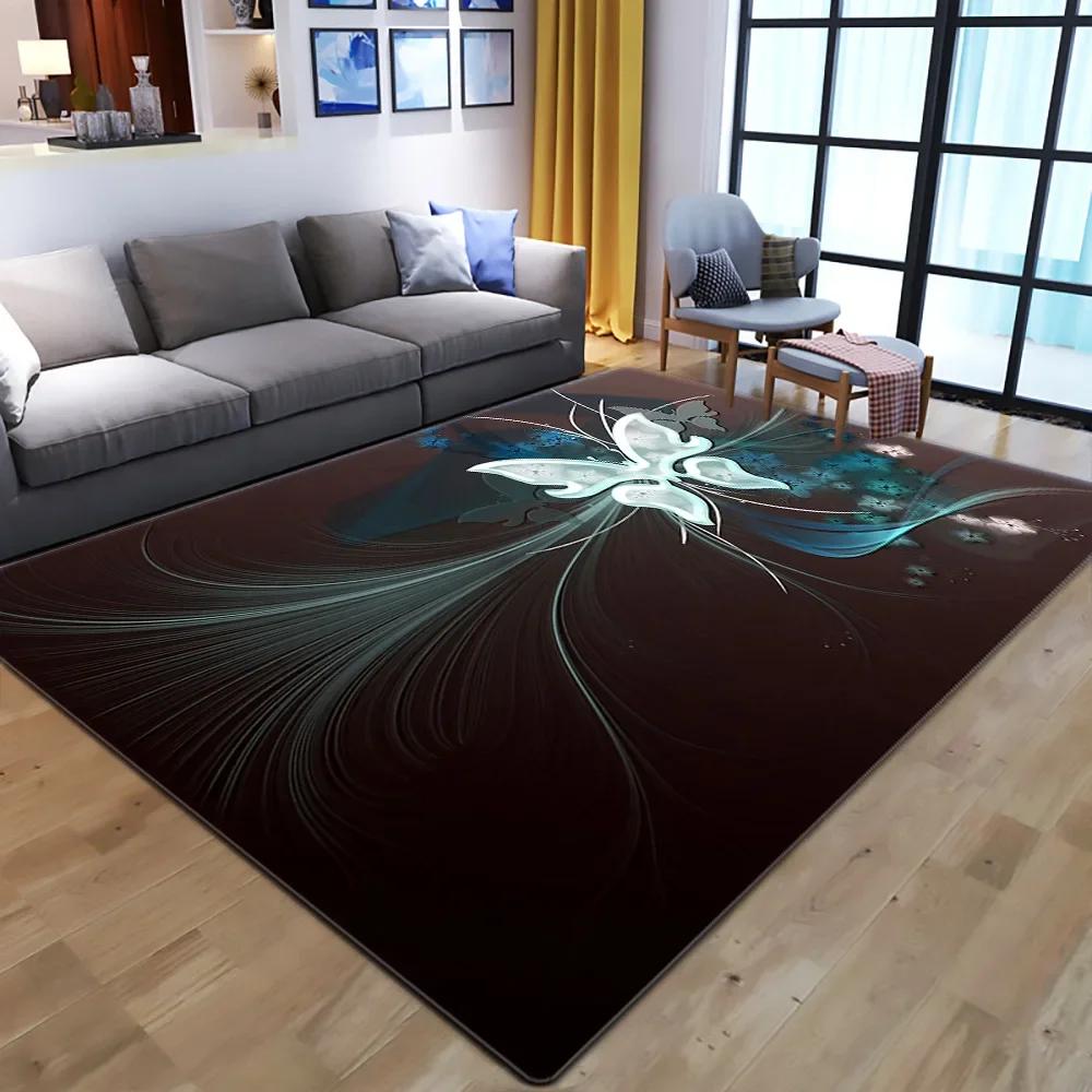 Dreamy Purple Butterfly Pattern Carpets for Living Room Bedroom Area Rugs Child Room Play Rug Cartoon 3D Printing Kids Game Mats