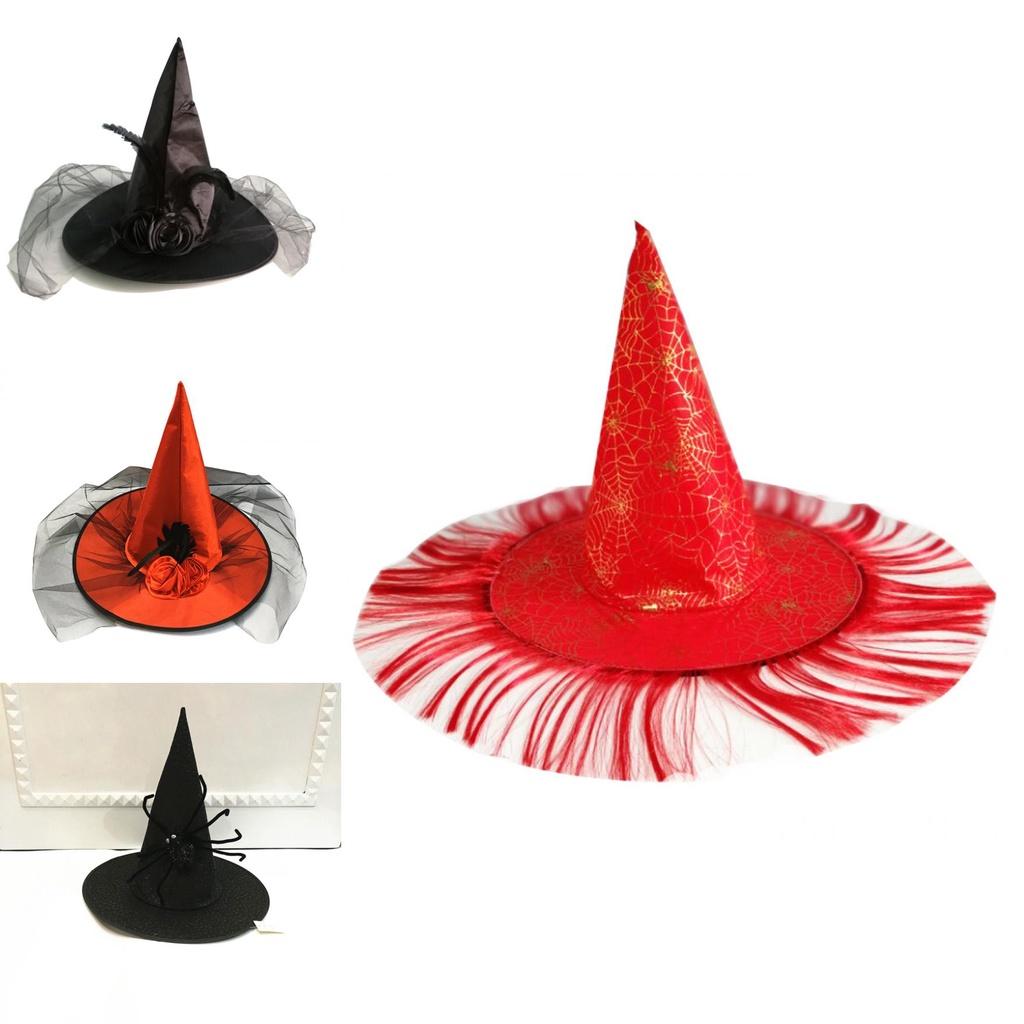 Wig Witch Hat In Black Red And Orange Great For Halloween Party And Dress-up