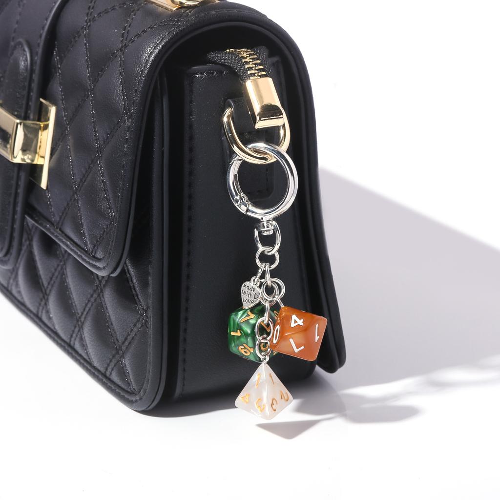 2Pcs/Set Fashion Irregular Dice Keychain Pendant Novelty Funny Car Keyring Exquisite Backpack Decoration Accessories Gifts