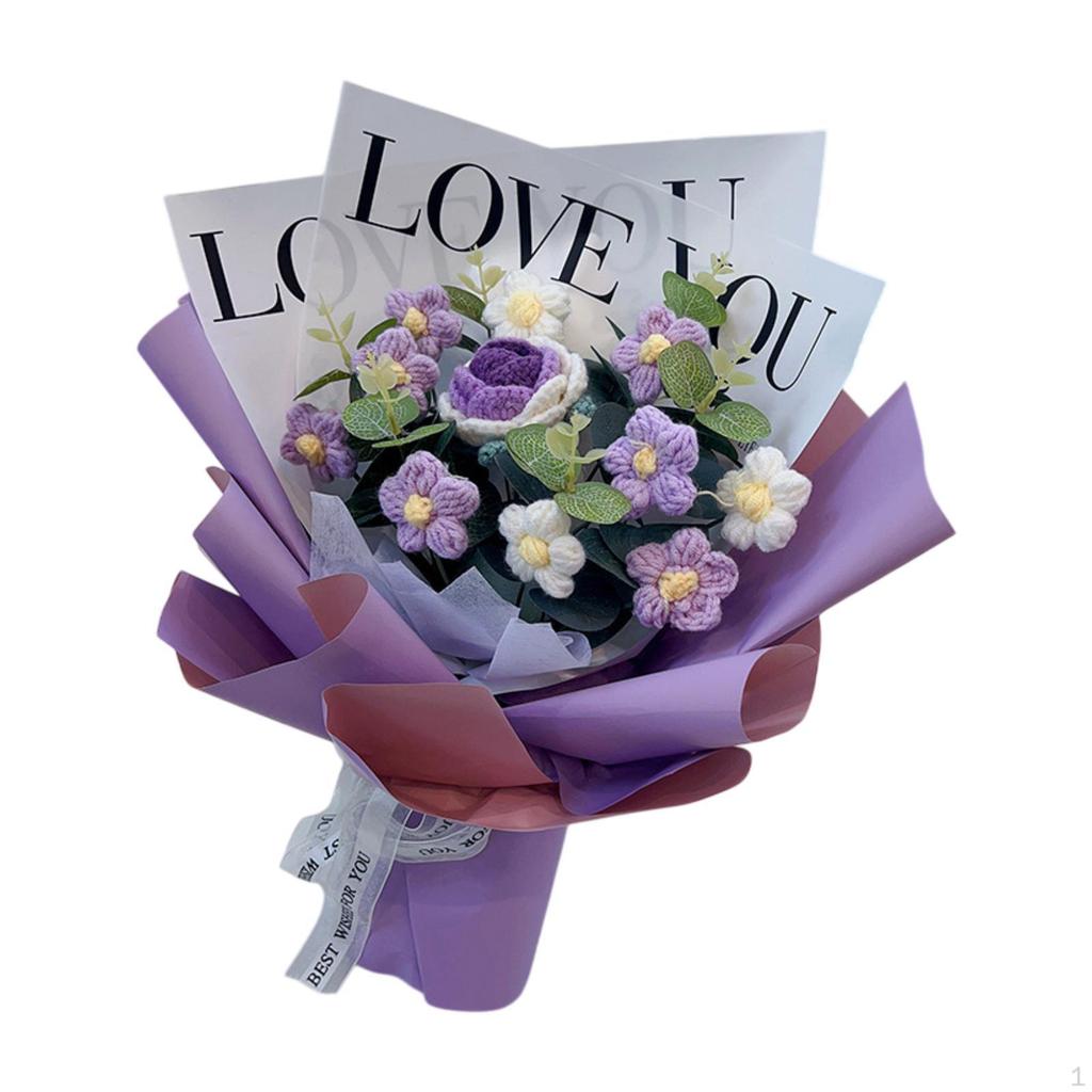 Artificial Flower Bouquet Crochet Design for Holiday Table Centerpiece Gift From Kids