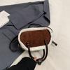 Vintage Cotton Candy Crossbody Bag for Commuting  Furry Fringe Suede Bowling Bag