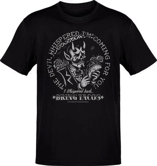 The Devil Whispered Tacos Tattoo Tee Shirt XL