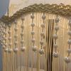 Elegant White and Pink Bamboo Pattern Lampshade with Pearl Tassel and Inlaid Edge - Versatile Style Fit
