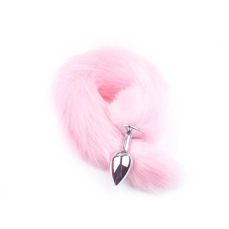 White Fox Fur Tail Metal Anal Plug - Adult Toy for Couples