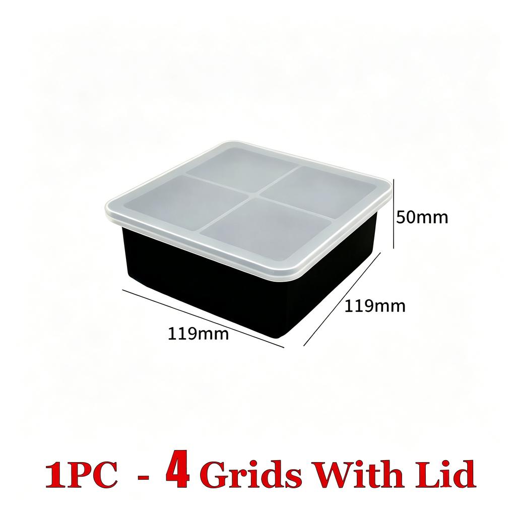 4/6/8/15 Grids Ice Cube Molds Food Grade Silicone Ice Cube Flexible Ice Molds with Lids Big Square Cubed Ice Trays for Whiskey 5