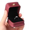 Exquisite PU Leather Jewelry Ring Box Square Shape Portable Engagement Wedding Ring Case Ring Storage Organizer Engagement